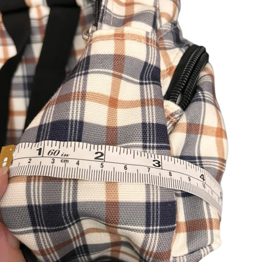 Kids Toddler Plaid Mini Backpack Tan Navy Cream Bookbag